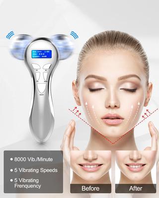4D Mikrostrom Gesichtsmassagegerät Roller, Elektrischer Wiederaufladbarer Gesichtsstraffungsroller Arme Beine Massagegerät für Anti-Aging Falten Gesichtsmassage