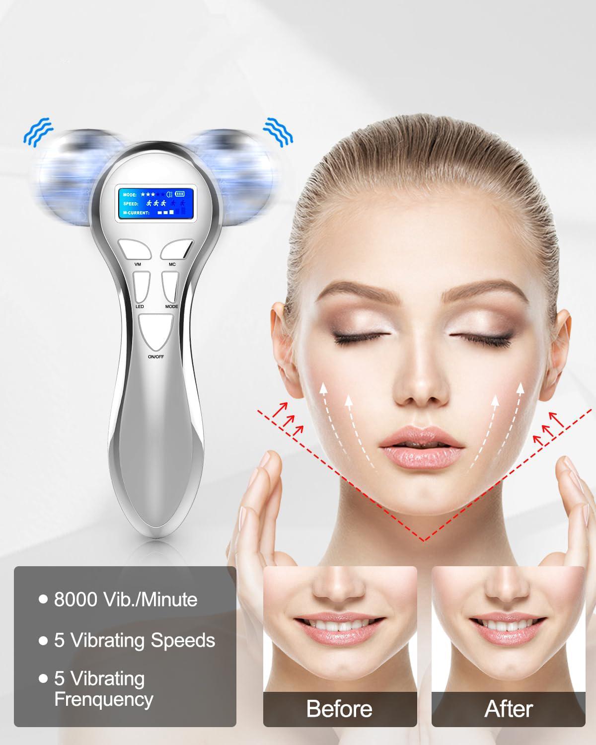 

4D микротоковый массажер для лица, электрический перезаряжаемый ролик для подтяжки лица, массажер для рук и ног для против старения, морщин, массажа лица