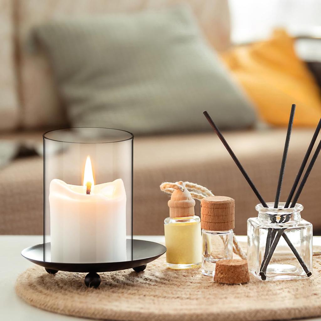 MAGICLULU Set of 2 Clear Glass Candle Covers, Cylinder Shape, Heat-Resistant Glass, for Candle Holders, Windproof Desktop Decor, 4x2.8 Inches