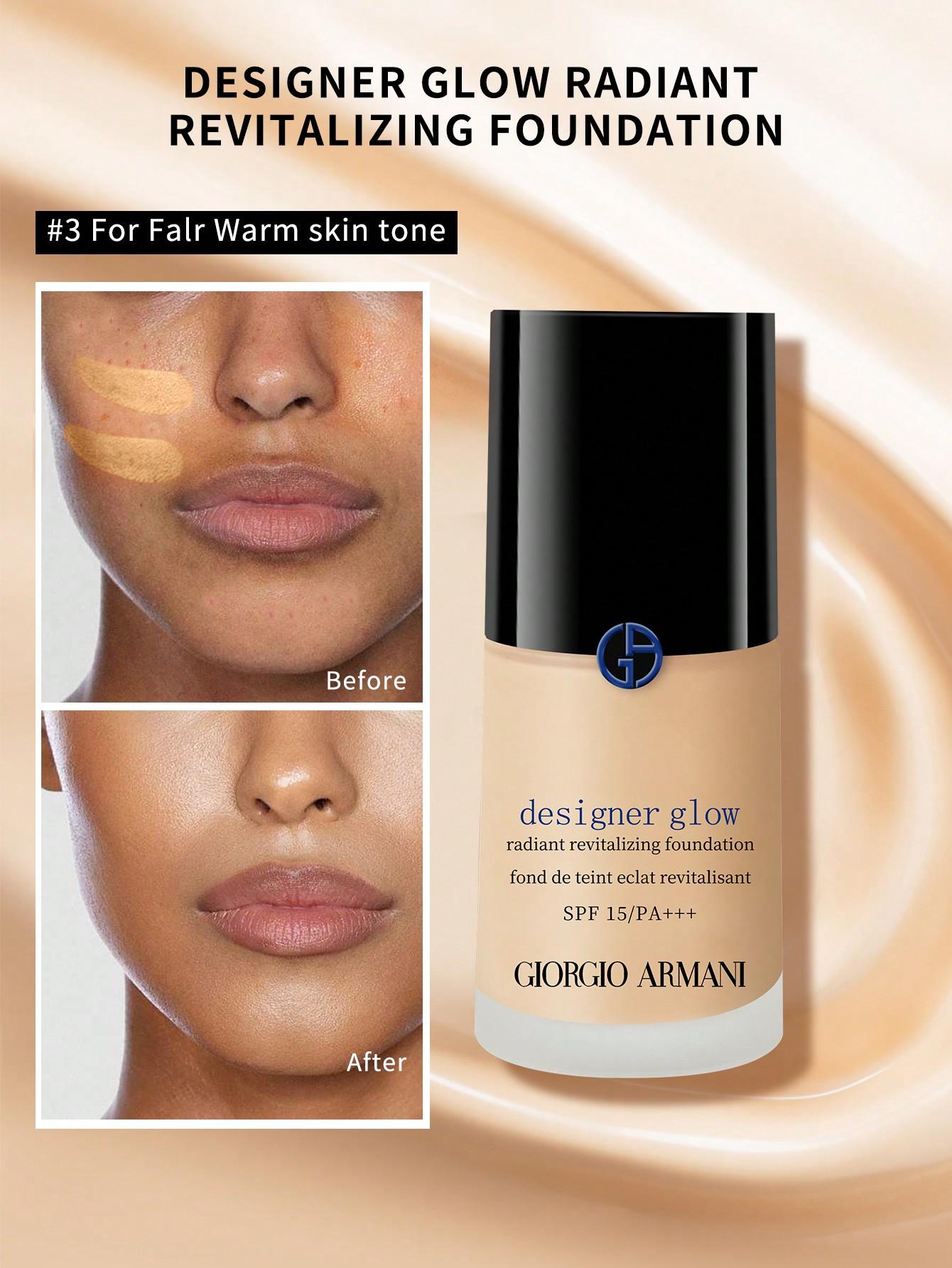 GIORGIO ARMANI Сияющая тональная основа #3 SPF15 PA+++ 30 мл Стойкая осветляющая жидкая тональная основа #designer glow 3