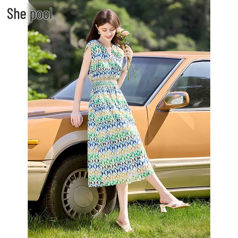 Women s Summer Floral V-Neck Midi Dress XL