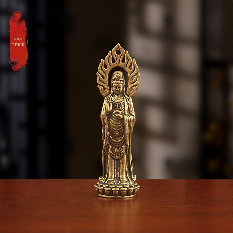 Ornamento Bodhisattva Guanyin in Rame Puro per Casa e Soggiorno