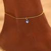 Stainless Steel Acrylic Blue Eye Pendant Anklet for Women Bohemia Gold Color Chain Summer Beach Foot Accessories Jewelry Gifts