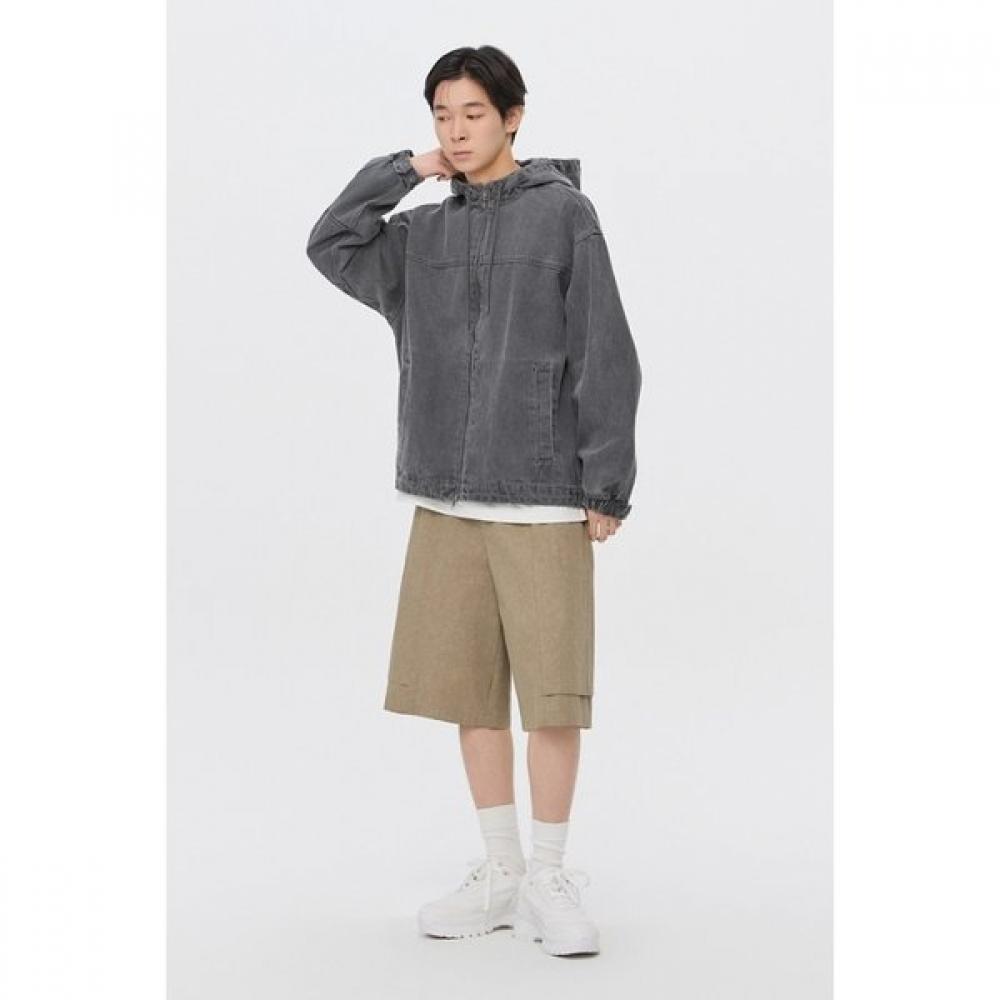 Customellow Gray Denim Hooded Blouson C9uam26381gyd