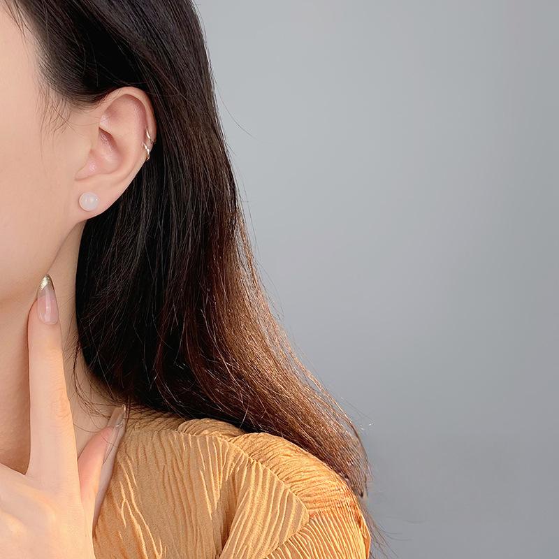 Natural Hetian Jade Earrings Are Simple, Versatile, Small, Exquisite, High-end Earrings In Summer Versatile Trendy