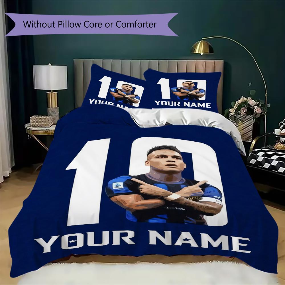 Biancheria da letto Inter Milano con nome personalizzato, Set piumone Copripiumone Federa Regalo di compleanno per la casa(1 * copripiumino + 2 * federa, senza nucleo)_xia