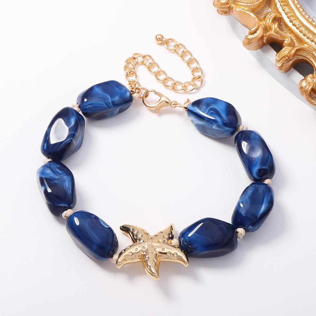 Simple trend irregular geometric resin beaded starfish bracelet versatile vacation film atmosphere women's models