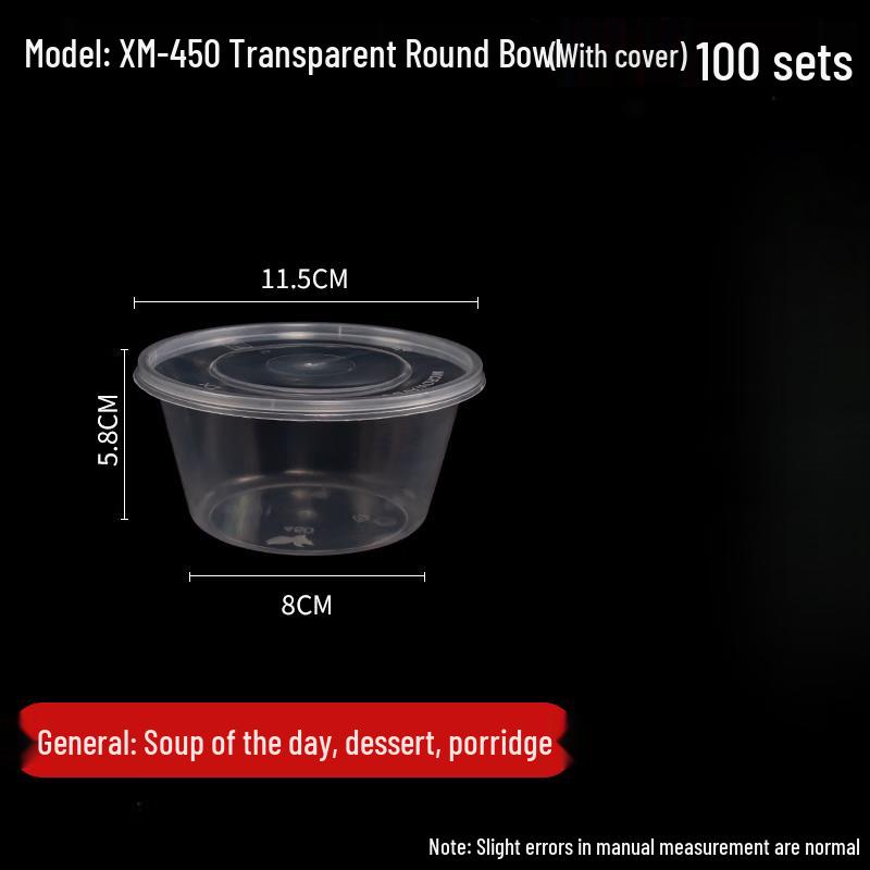 Food Grade Disposable Round Plastic Takeaway Containers with Lids