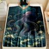 1PC Giant octopus waves light beam Print Blanket Flannel Material Soft Warm for All Seasons Home Outdoor Camping Picnics RV