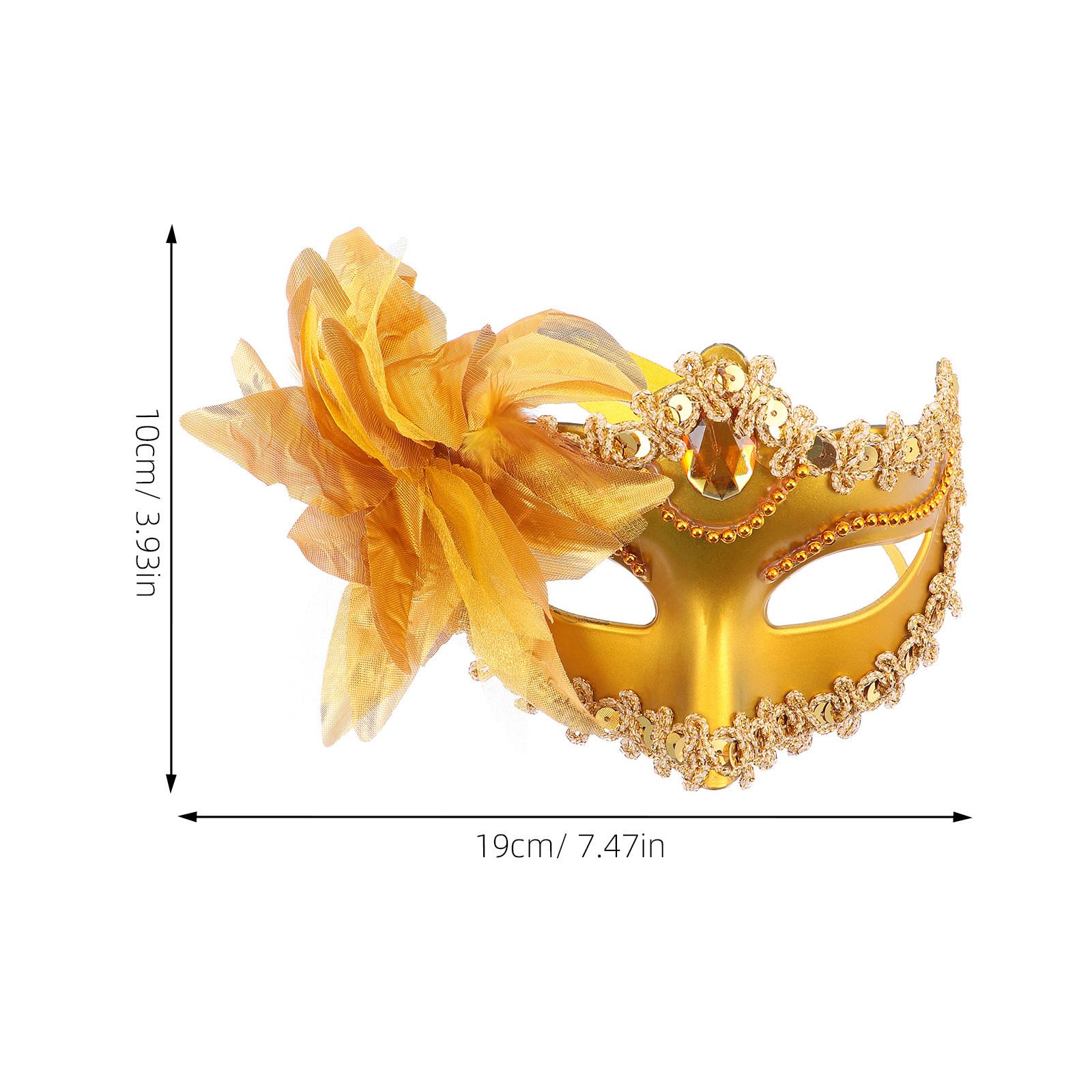 

2Pcs Premium Lily Flower Masquerade Masks Adjustable Half Face Mask Decorative Shimmer Ball Mask Party Supplies золотистый