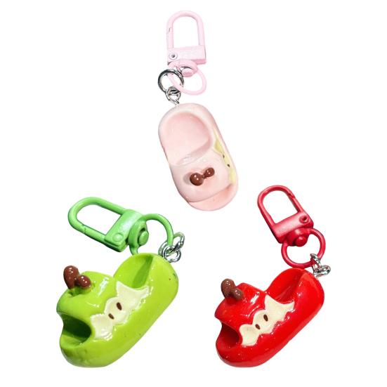 Bag Hanger 1:1 Realistic Slippers Shape Resin Keychain High Simulation Fruit Shoes Charm Lightweight Portable Key Holder
