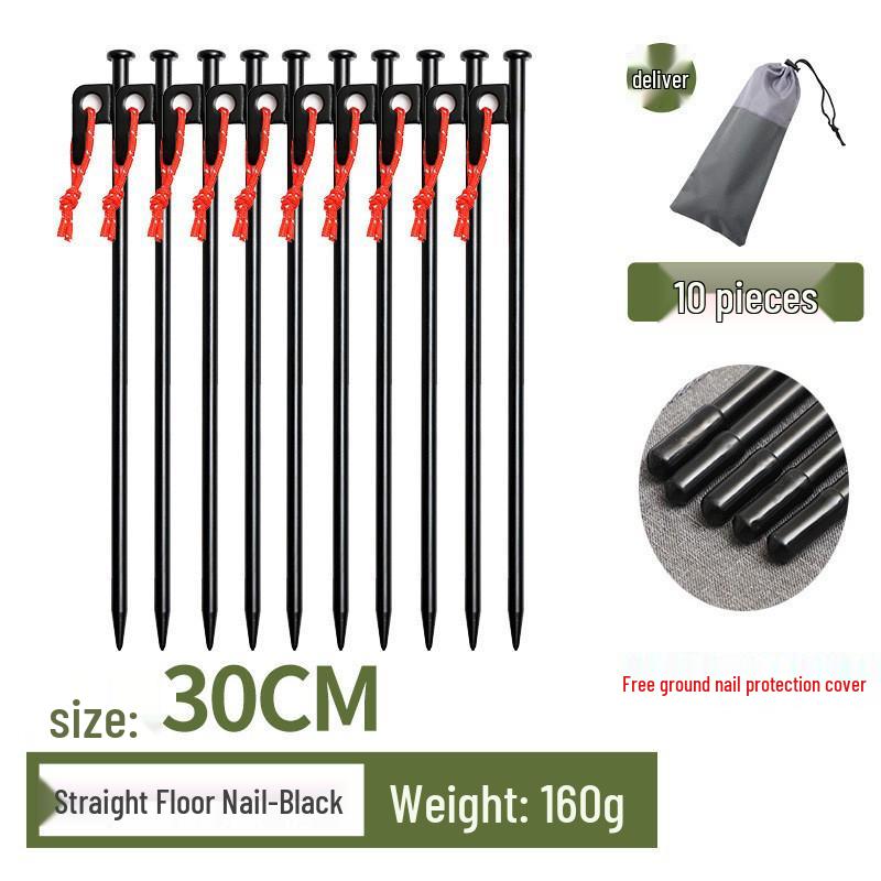 Steel Tent & Tarp Pegs: Thickened, Windproof, Long Camping Peg Set for Outdoor Use