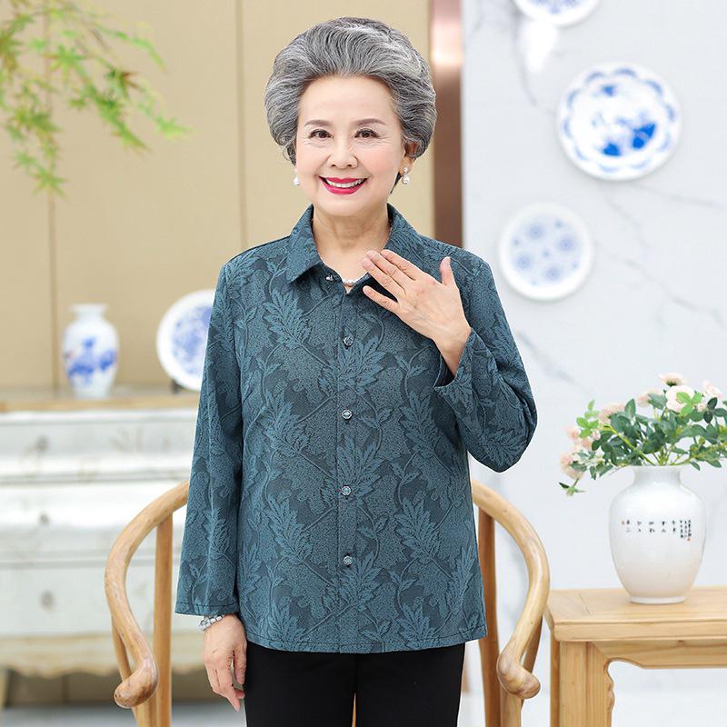 Grandma's Long-Sleeve Spring & Autumn Top for Elderly Women