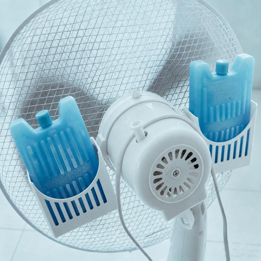 1 Set Reusable Fan Mounted Ice Pack Holder Ice Cups Floor Fan Ice Bag Slot Bathroom