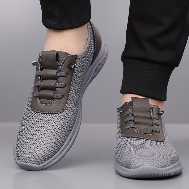 Fashion Spring Hot Selling Breathable Mesh Casual Shoes Breathable Soft Bottom Comfortable Men's Sports Shoes Walking Men's Flat Shoes