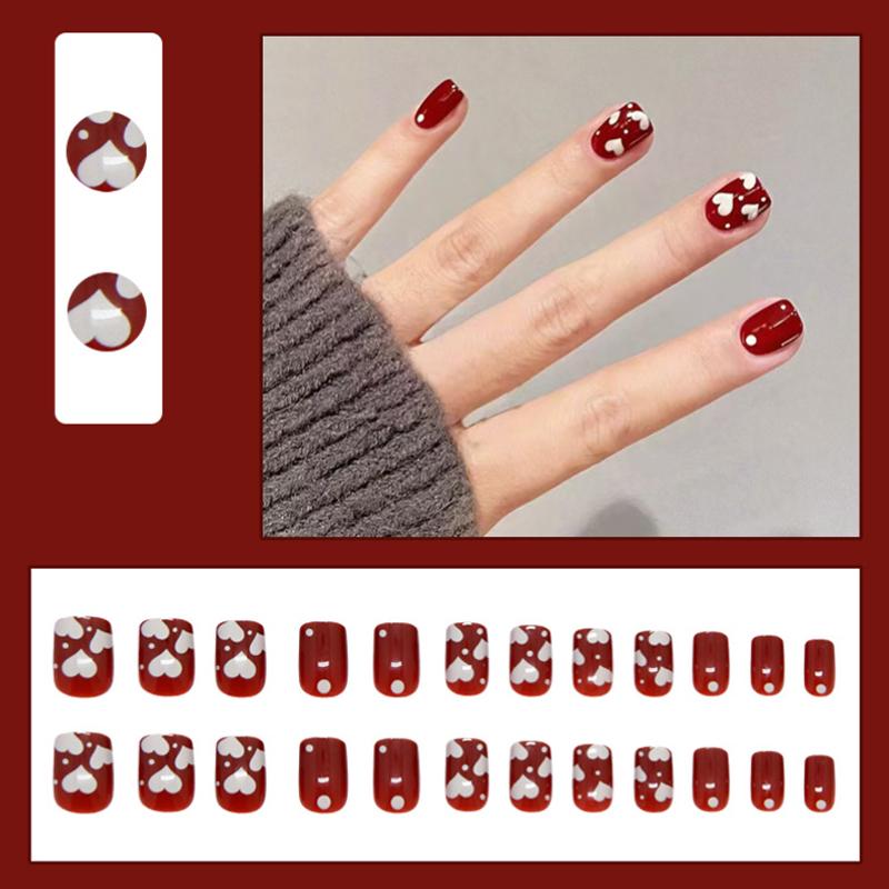 2025 Newest 24Pcs/Set Nail Art French Fake Nails Set With Glue Abs Plastic - Simple Short Nail Stickers
