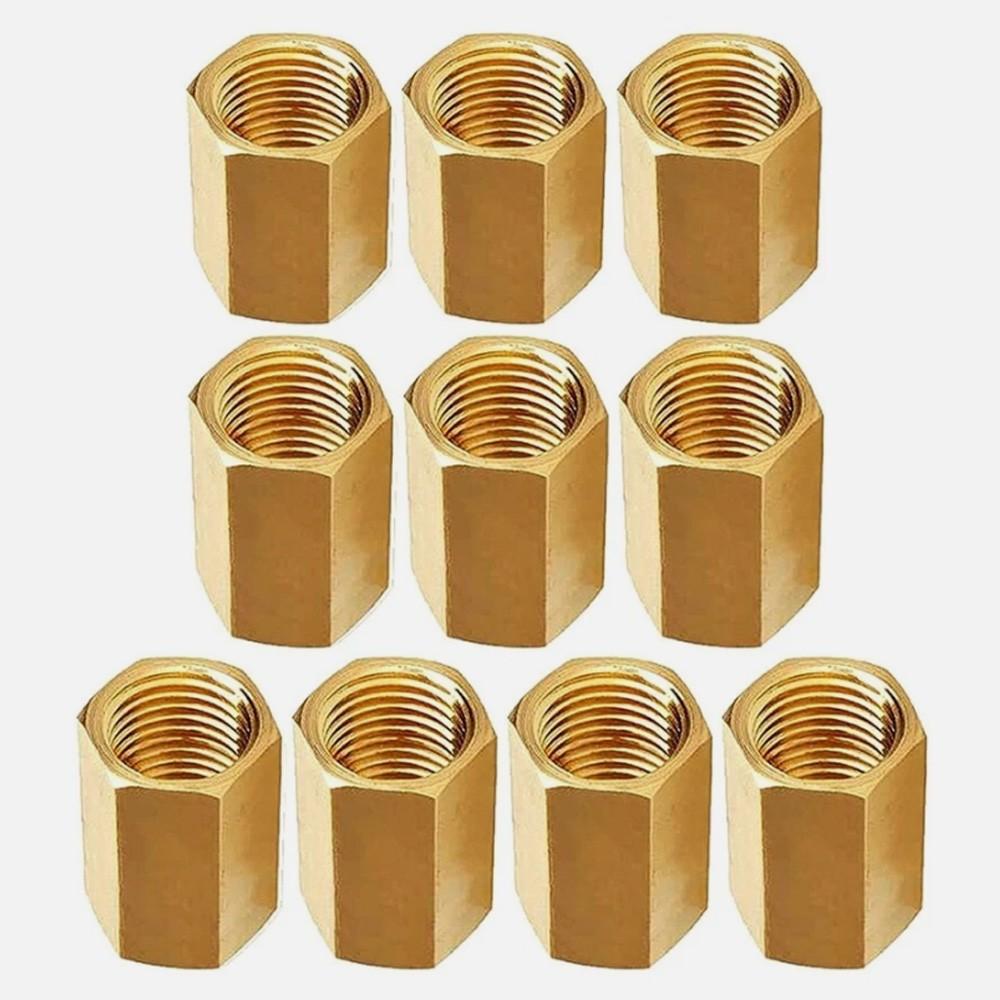 10X Straight Brass Brake Line Inverted Compression Fittings Union For 3/16" Tube