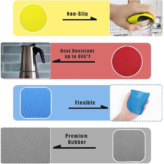 4pcs Jar Gripper Pads, Rubber Jar Gripper Pad Jar Opener Grippers Kitchen Coaster for Elderly Suffering from Children Women Weak Hands, Round
