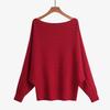 Autumn Winter Women's Plus Size One-Shoulder Cable Knit Batwing Sweater Pullover