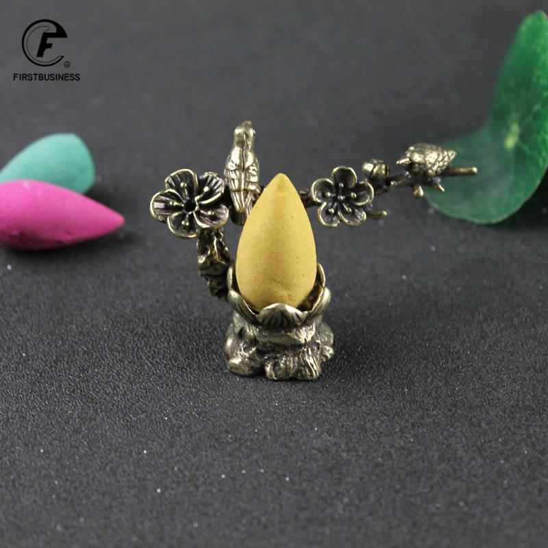 Pure Copper Plum Tree Happy Magpie Bird Miniature Ornaments Antique Brass Cuckoo Figurine Tea Table Decorations Desk Decor Craft