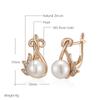Luxury Crystal Flower Pearl Dangle Earrings For Women Trendy  Rose Gold Color With Natural Zircon Daily Fine Jewelry