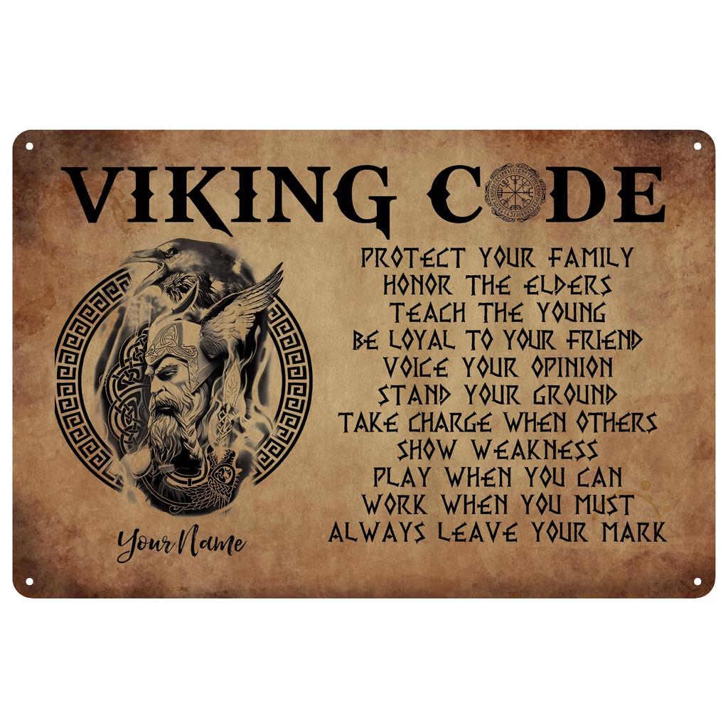 1pc Vintage Viking Metal Signs Wolf Viking Code Home Bedroom Kitchen Bathroom Bar Office Various Scenes Wall Decor 8x12 Inch