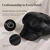 Versatile PU Beret Cap Solid Color Octagonal hat Casual Leather Painter Hat  Woman