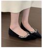 2025 new pointed temperament rhinestone flats commuting one pedal French celebrity shallow mouth single shoes female grandma shoes