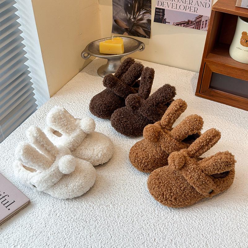 2025 Women's Lazy Fuzzy Cotton Birken Slippers, Soft Sole, Closed-Toe, Plush Half Slippers