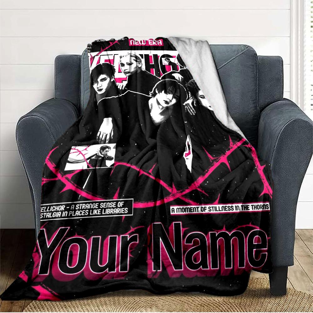 Name Custom TXT Poster Print Flannel Blanket High Quality Warm Comfortable Cover for All Seasons Perfect for Gifts Home Decor