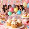Farverige Mini Ballon Kagepynt Plastik Ballon Pinde 5 Balloner Dessert Cupcake Dekoration til Fødselsdagsfest Bryllupsfest