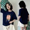 Girls Summer Cotton Cartoon Short Sleeve T Shirt White Round Neck Sweat Absorbing Top For Big Kids