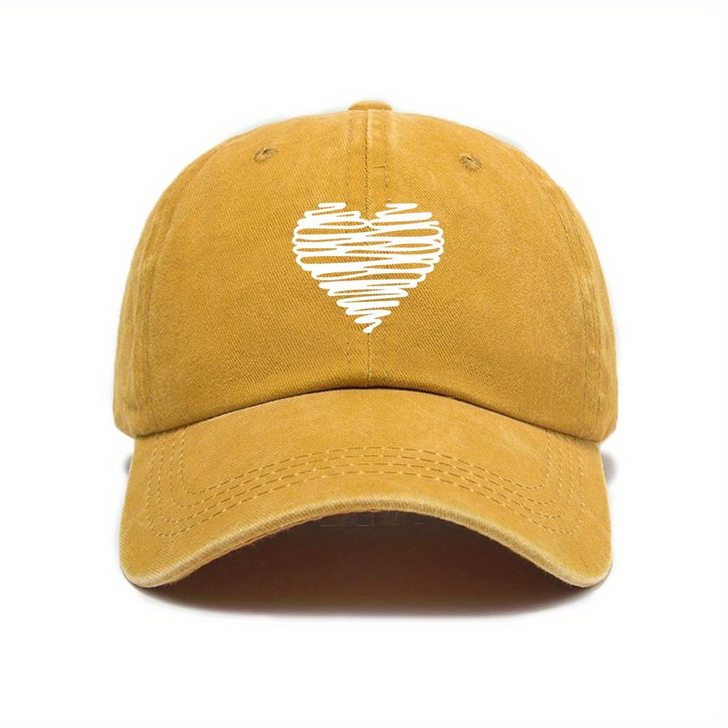 Retro Baseballkappe für Männer und Frauen, weißer Herzaufdruck, lässiger urbaner Stil, Must-Have für Frühling und Sommer