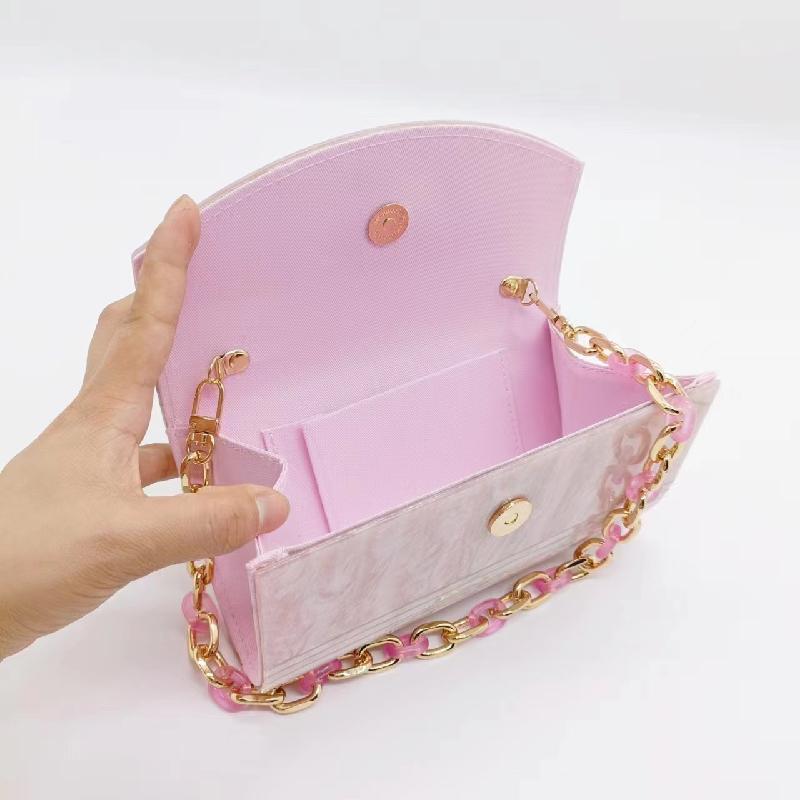 Acrylic Handbag Patchwork Pink Party Striped Bag Crossbody Clutch Wedding Evening Sac a Mains Femme Wallet for Women Luxury Bags