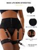 Stretch Lace Garter Belt Mesh Garter Plus Size Lingerie Wide 6 Metal Clips 3XL [ohyeahlady] Women's Set, Straps, (G-String Included), Black,