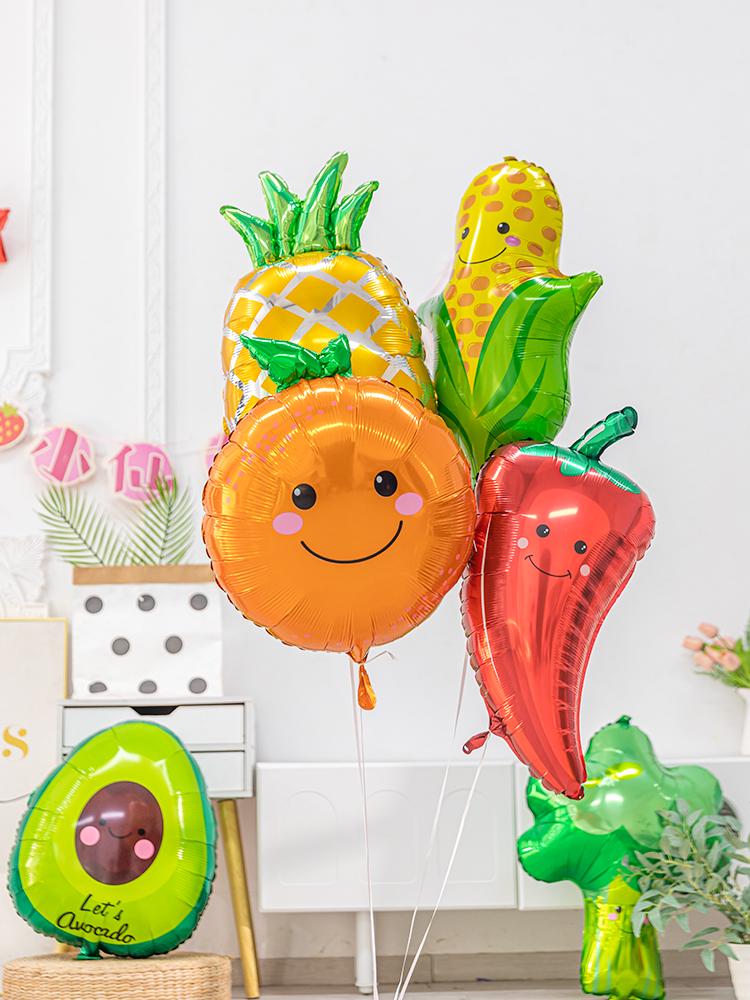 Kids Cartoon Fruit & Veggie Foil Air Balloons - Creative First Birthday Party Decor