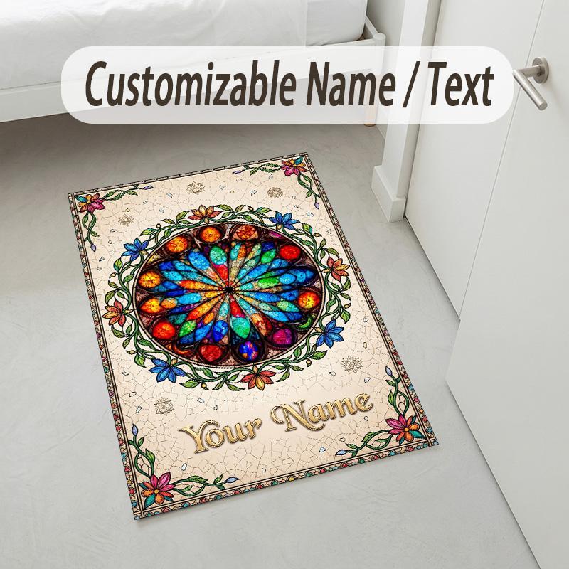 Glamorous Cat Theme Soft Crystal Velvet Rug Custom Name & Text Print Non Slip Floor Rug for Bedroom Living Room
