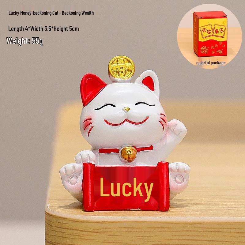 2025 Handmade Lucky Cat Ornament - Creative Cartoon Figure for Office Desk Decor and Cute Gifts