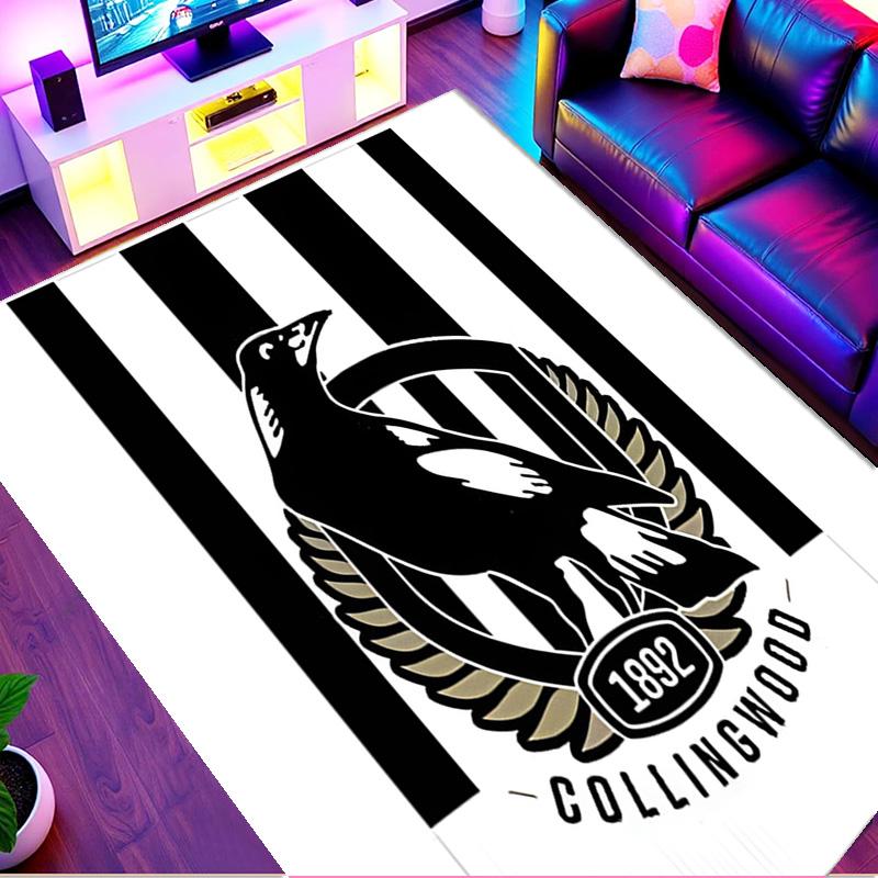 Collingwood Magpies Print Rug, Washable Floor Carpet, For Entryway Dorm Laundry Room Office Study, Home Decor Birthday Christmas Gift