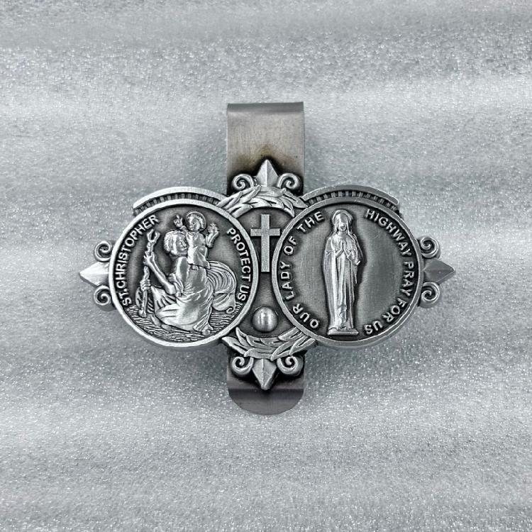 Catholic Enamel Pin Button Badge Christian Saint Car Visor Clip Medals Pin for Safe Journey Travel Blessing