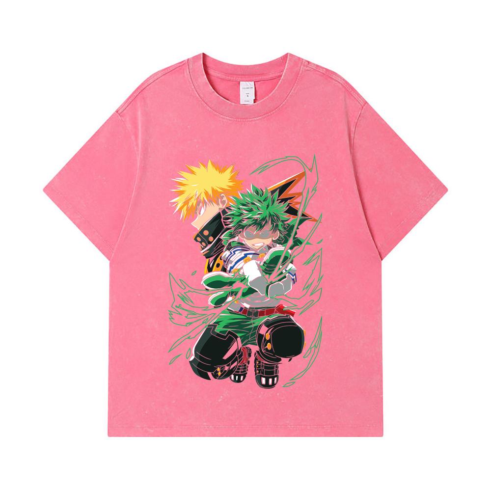 275 GSM Washed T-shirts 100% Cotton My Hero Academia V21 Print Unisex Heavy Cotton T Shirt