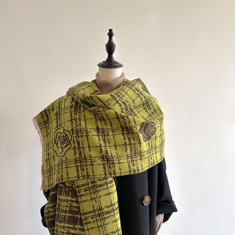 Elegant Women's Faux Cashmere Double-sided Rose Scarf Shawl