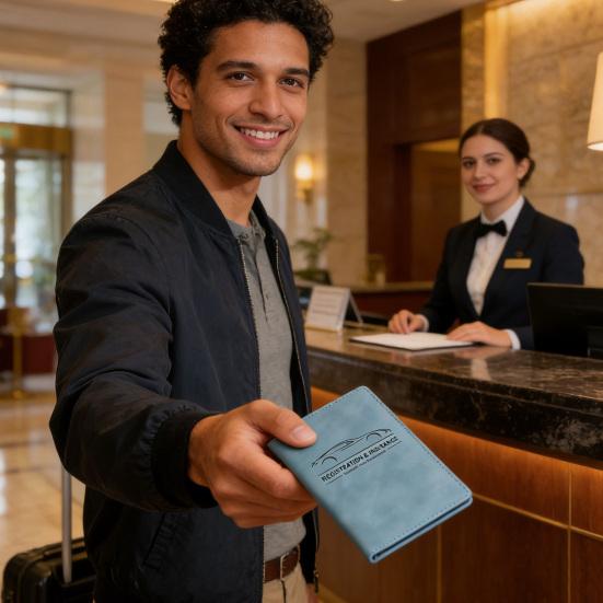 Car Registration Card Holder Multi-Pocket Insurance Card Holder Slim Faux Leather Bifold Wallet Document Organizer