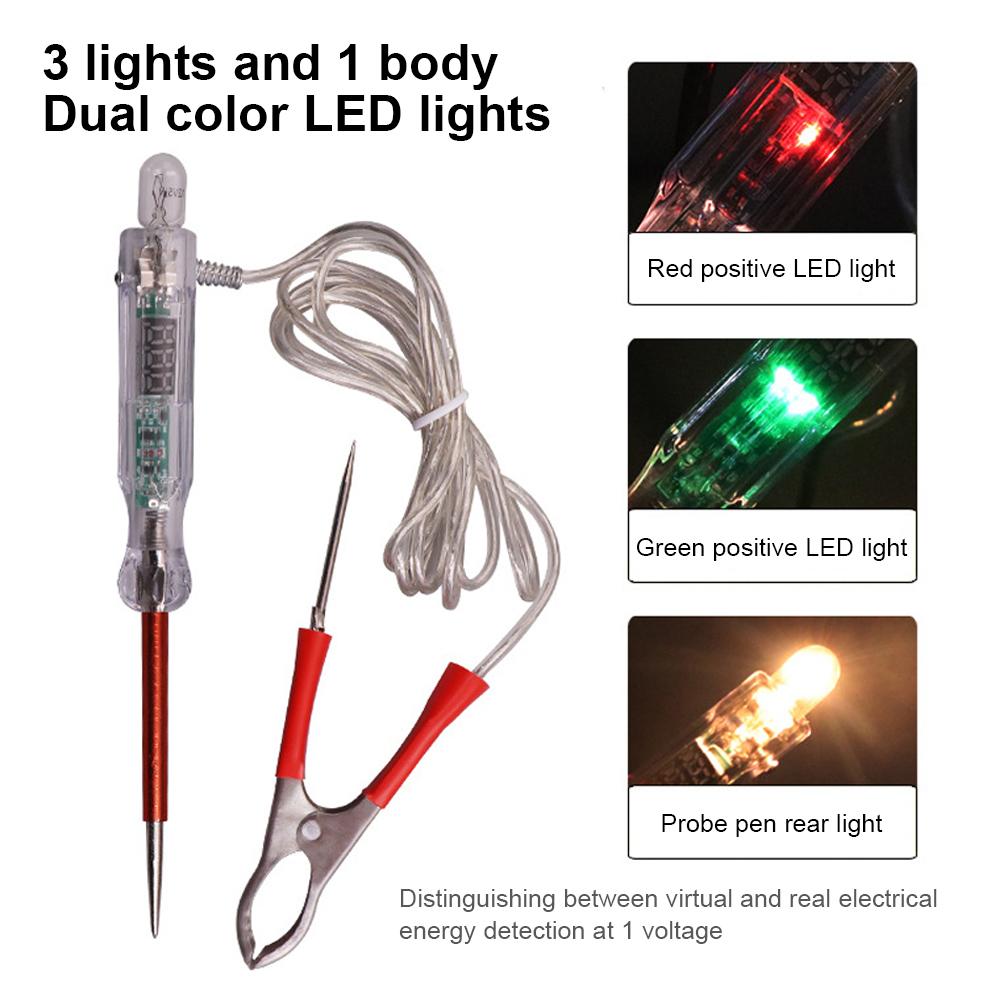 6V/12V/24V Automotive Circuit Tester Auto Light Probe Pen Dual-color LED Light Electric Light Test Pen Auto Circuit Repair Tools