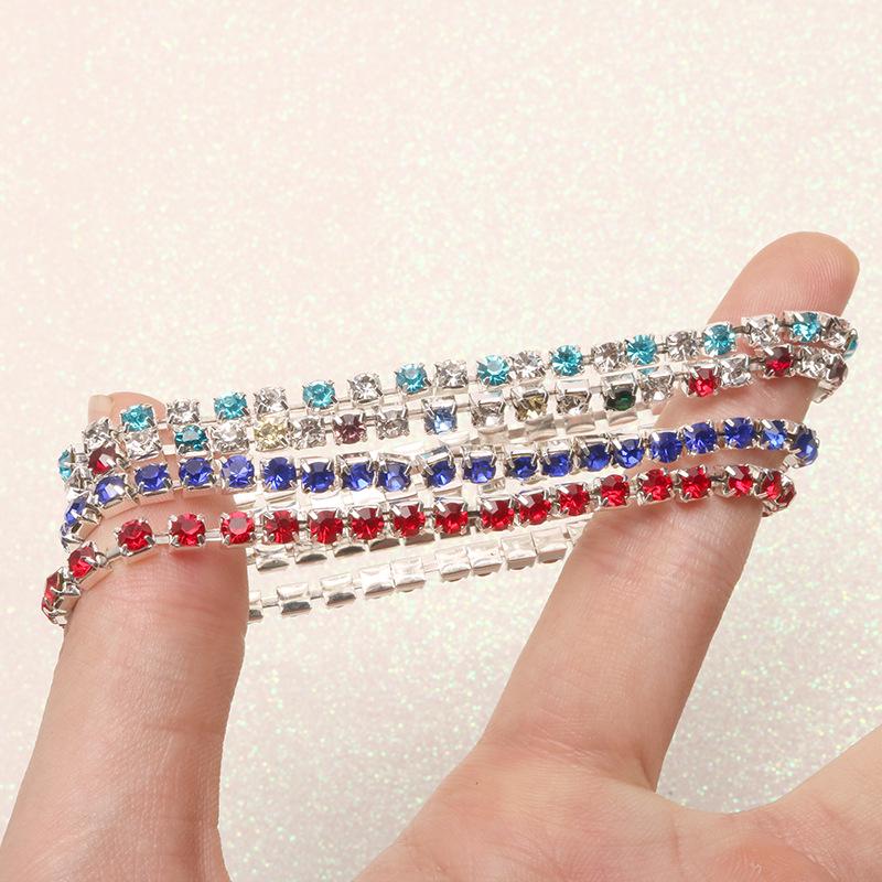 Trendy Multi-Color Diamond Single Row Elastic Bracelet for Women