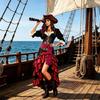 Pirate Costume Accessories Renaissances Medieval Pirate Head Scarf,Hat Necklace Eye Patches Cosplay Halloween Costume