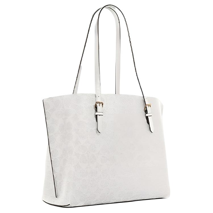 Coach Mollie Metallic Logo Signature Embossed Charm Tote Bag Shopping Bag Coated Canvas Smooth Leather Handheld Shoulder Bag 34 Women tote 1665-IMRFF