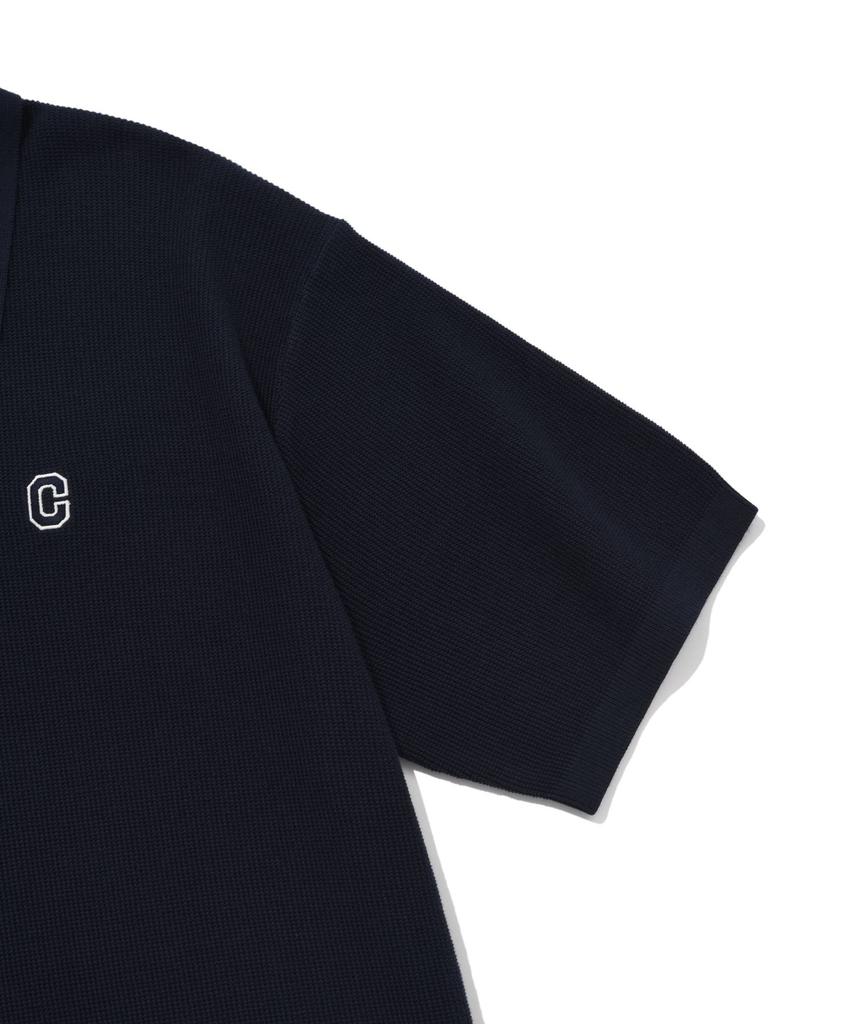 COVERNAT C Logo Collar Half Knit Navy