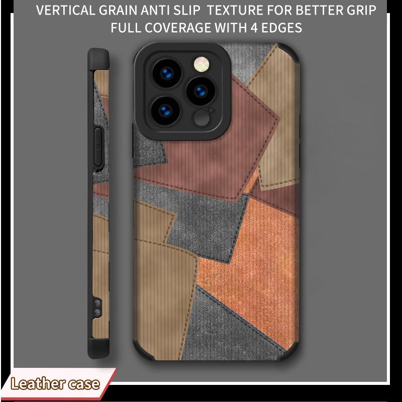 

Чехол из кожи с вертикальным зернистым узором, контрастный тканевый чехол с узором, мягкий силиконовый чехол для телефона с объективом камеры, полная защита для iPhone iPhone 15 Pro Max