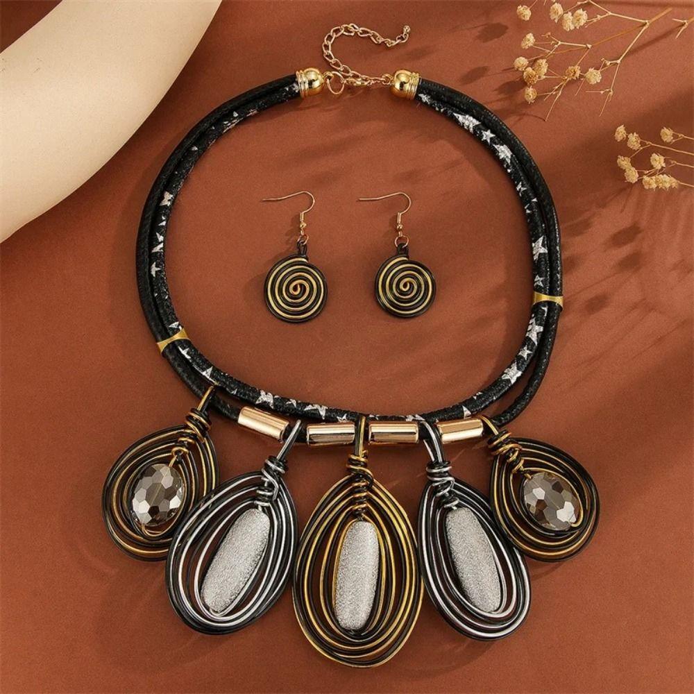 Crystal Multi-layer Jewelry Set African Women Jewelry Set Necklace Earrings Set Banquet Party
